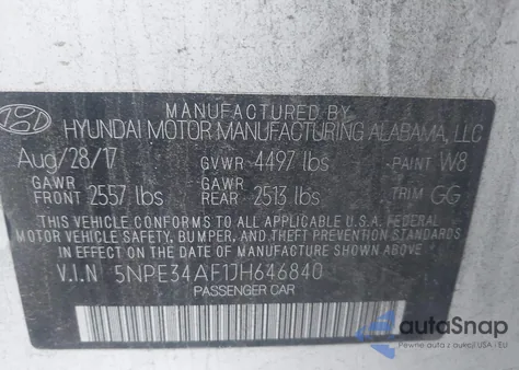 2018 Hyundai Sonata Sel из США, поврежденный, VIN 5NPE34AF1JH646840